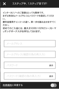 インターカジノ登録